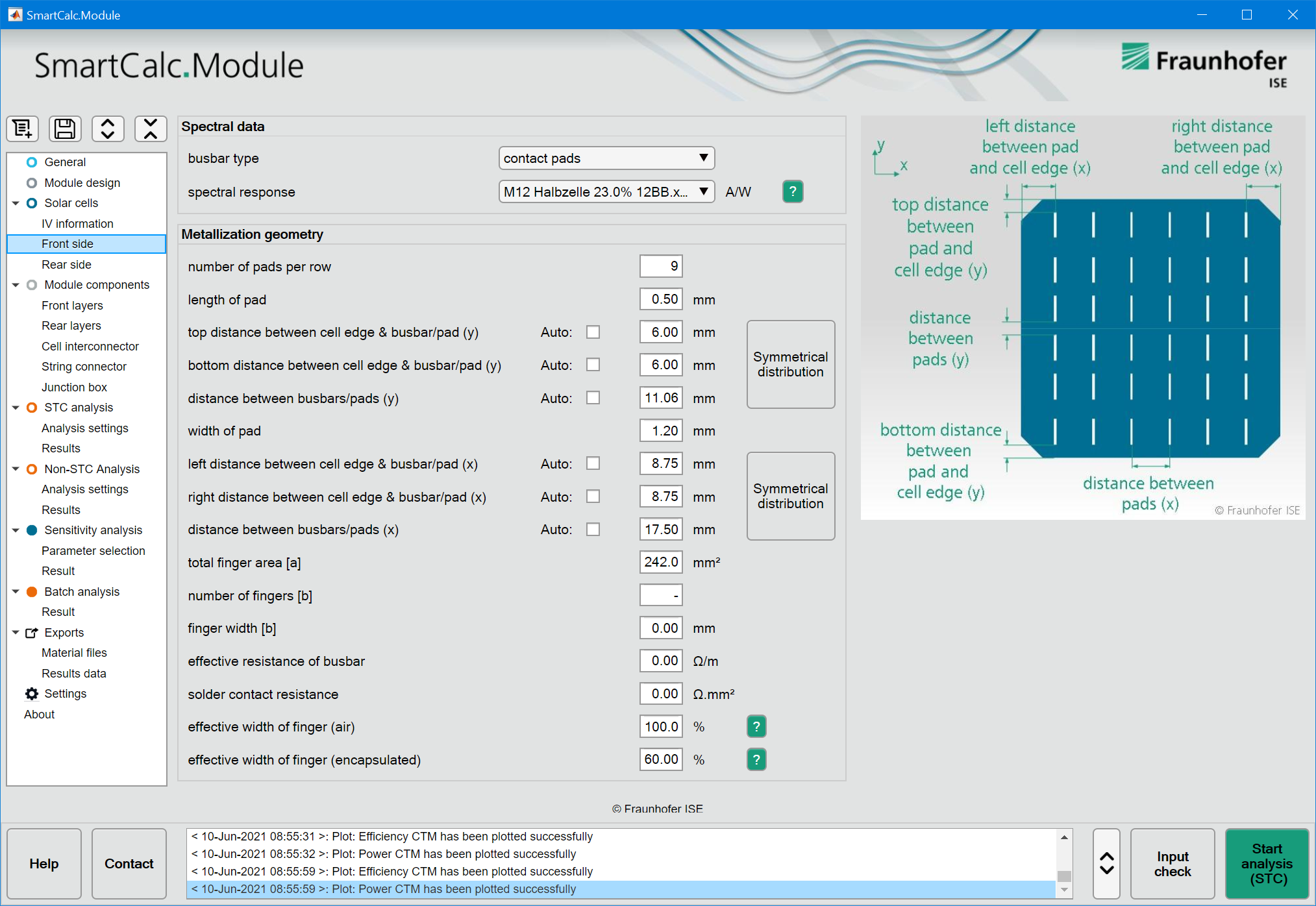 SmartCalc.CTM cell-to-module screenshot cell setup